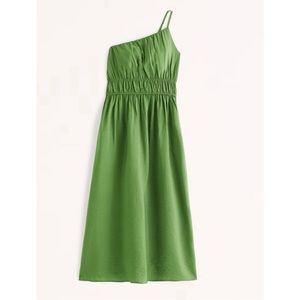 NWOT L Tall Abercrombie One Shoulder Linen Like Summer Maxi Dress